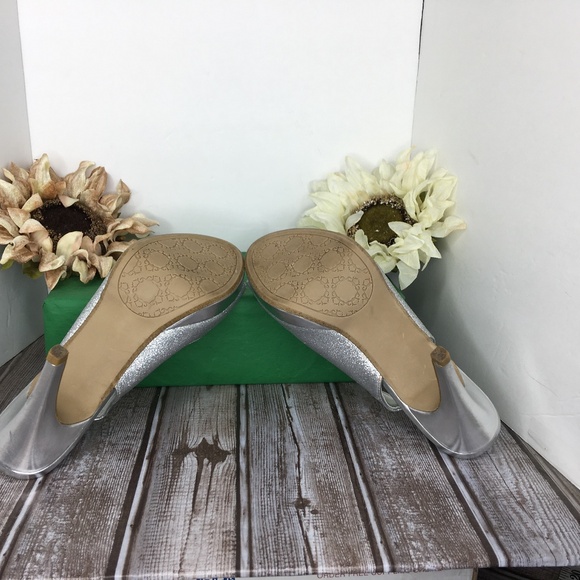 Rampage Women's Dressy Slingback Heel Pumps Shoes Sliver Glitter Open-Toe 8M - Picture 6 of 10